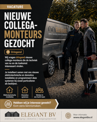 Vacature Elektra Domotica monteurs gezocht facebook formaat opmaak 24-04-2026